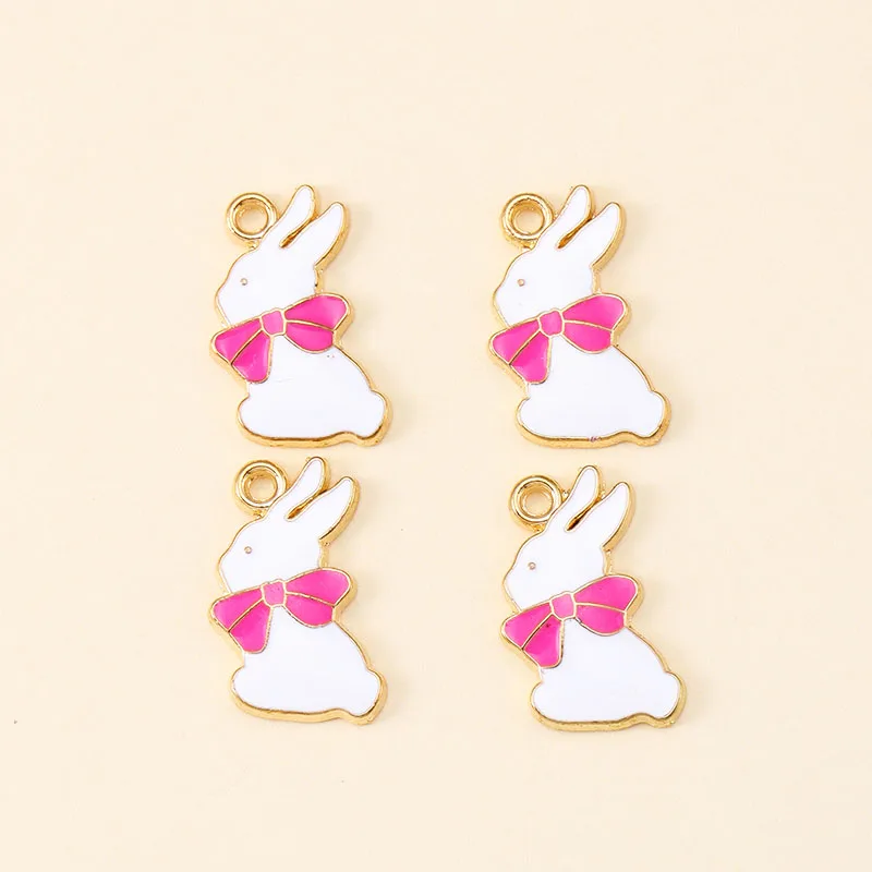 12Pcs 6 Color Enamel Cute Rabbit Charms for Creative Women Necklace Earrings Pendants Diy Bunny Accessories Making Jewelry Craft