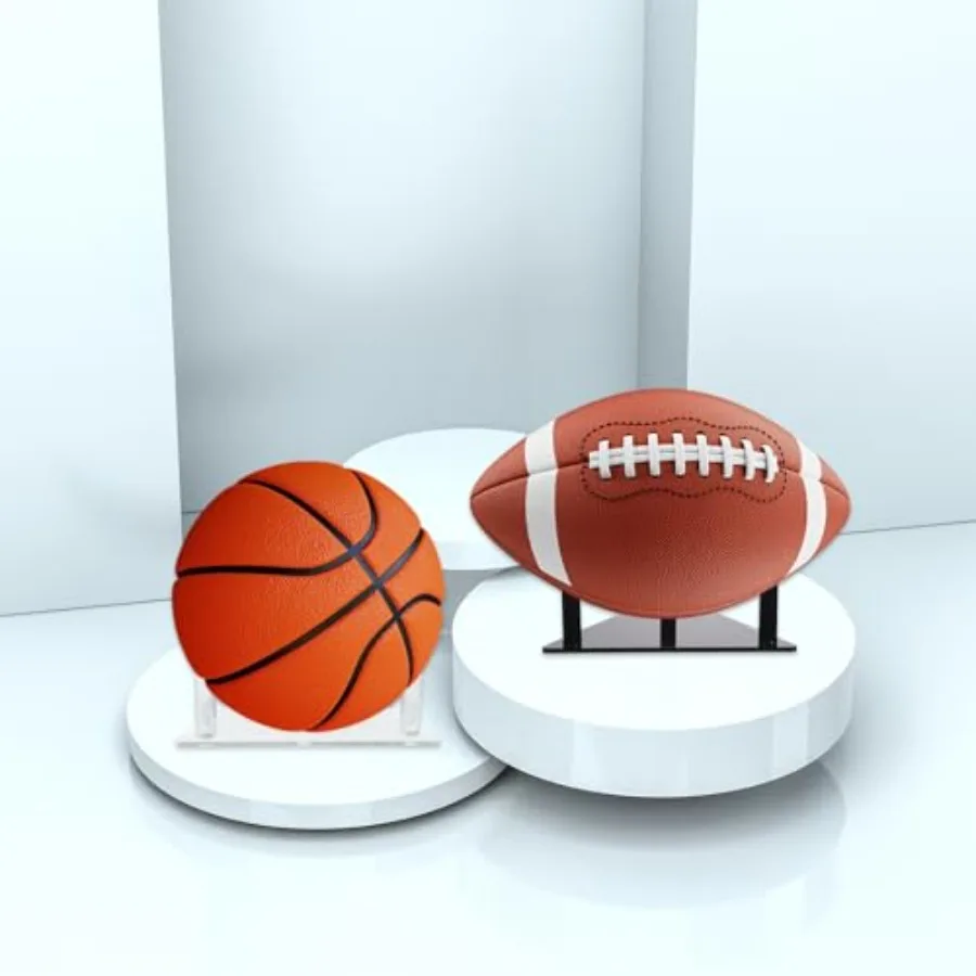2 Pcs Basketball Stand Acrylic Ball Stand Display Holder Sports Ball Storage Display Stand for Footballs Soccer Volleyballs Dis