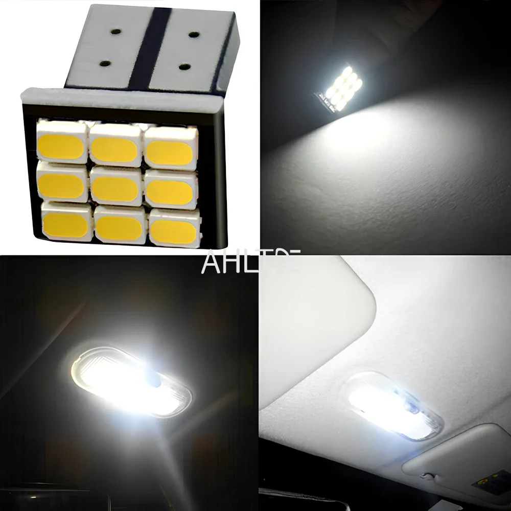 2X Car Led T10 W5W Canbus White 1206 9SMD 12SMD auto Dashboard Bulb 12V Parking dome reading Light Side Marker Wedge signal Lamp