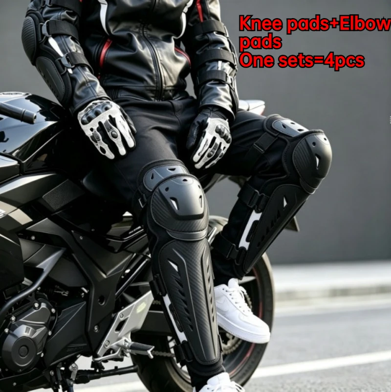 one Sets Protective MOTO Kneepad Elbow pads Motorcycle Knee Pads Motocross Racing Protective Gear Guards Kit Night Racing