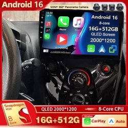 Android 16 For Peugeot 108 Toyota Aygo B40 2014-2021 Citroen C1 2K QLED Android Car Radio Multimedia Video Player GPS 4G stereo