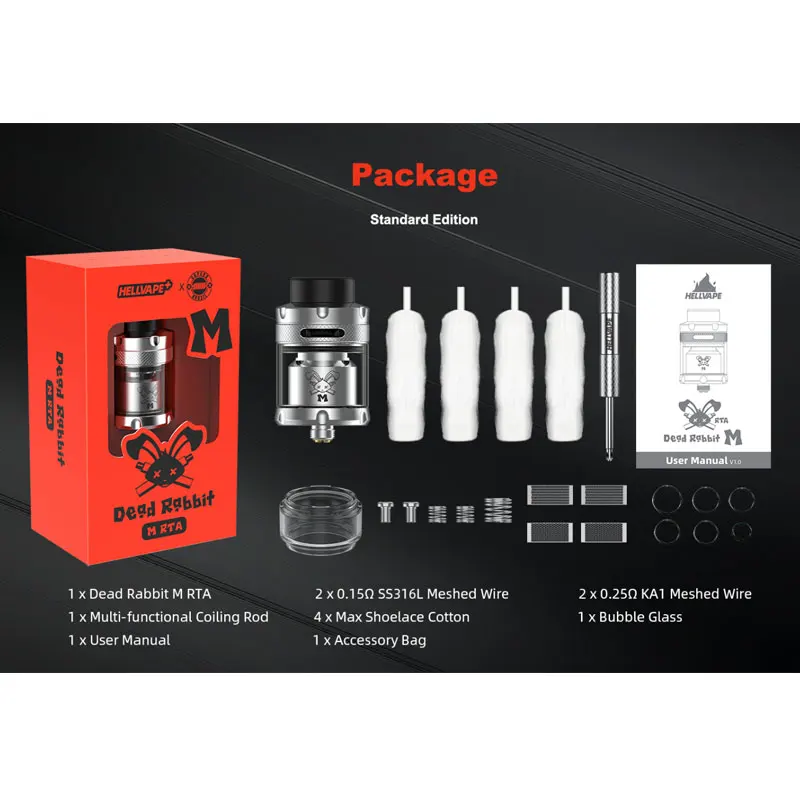 Originale hellpape Dead Rabbit M RTA Tank 25mm Top Filling 0.15/0.25ohm Mesh Coil atomizzatore tank VS Zeus X RTA per 510 Vape Mod