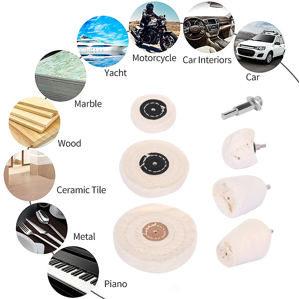 Buffing Pad Polishing Wheel Kits Multifunctional Wear Resistant Polishing Tool for Metal Wood Plastic Ceramic Glass etc