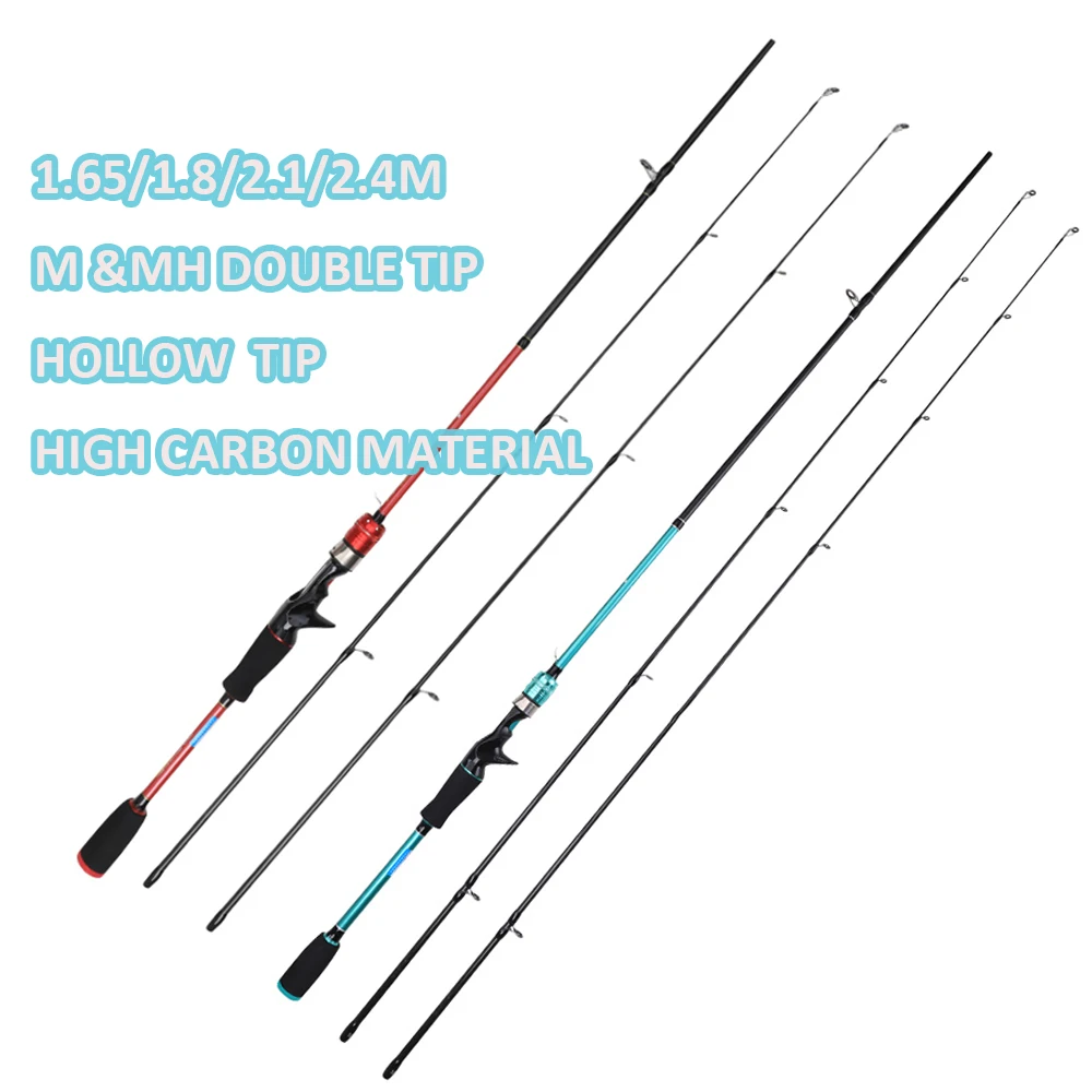

1,65 м, 1,8 м, 2,1 м, 2,4 м, литье, высокоуглеродистая, M MH, средняя, тяжелая, двойная, с 2 наконечниками, приманка для окуня, удочка