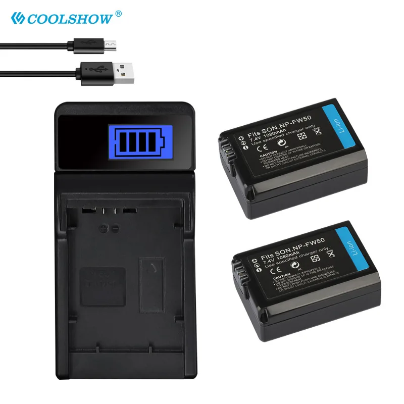 1080mah Battery NP-FW50 for Sony Alpha a 7 A7RII 7R A7RA6500 A6300 A6000 A5000 NP FW50 Camera Batteries Charger Accessories