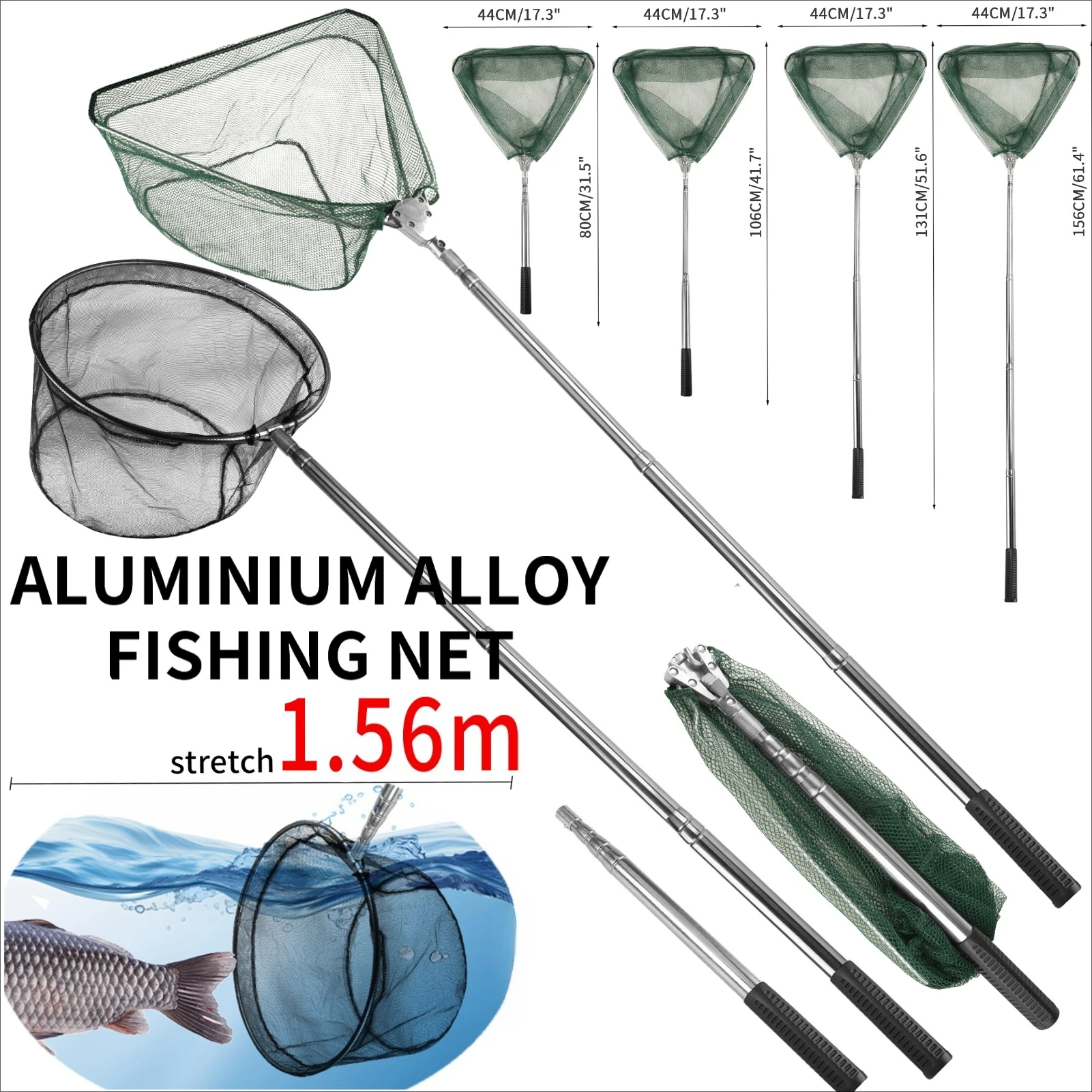Teleskop-Angelkescher, erweiterbar, faltbar, Stange aus Aluminiumlegierung für Karpfen, Forelle, Fische, Vögel, Fangen, Freigabe, Aquarium, Teiche