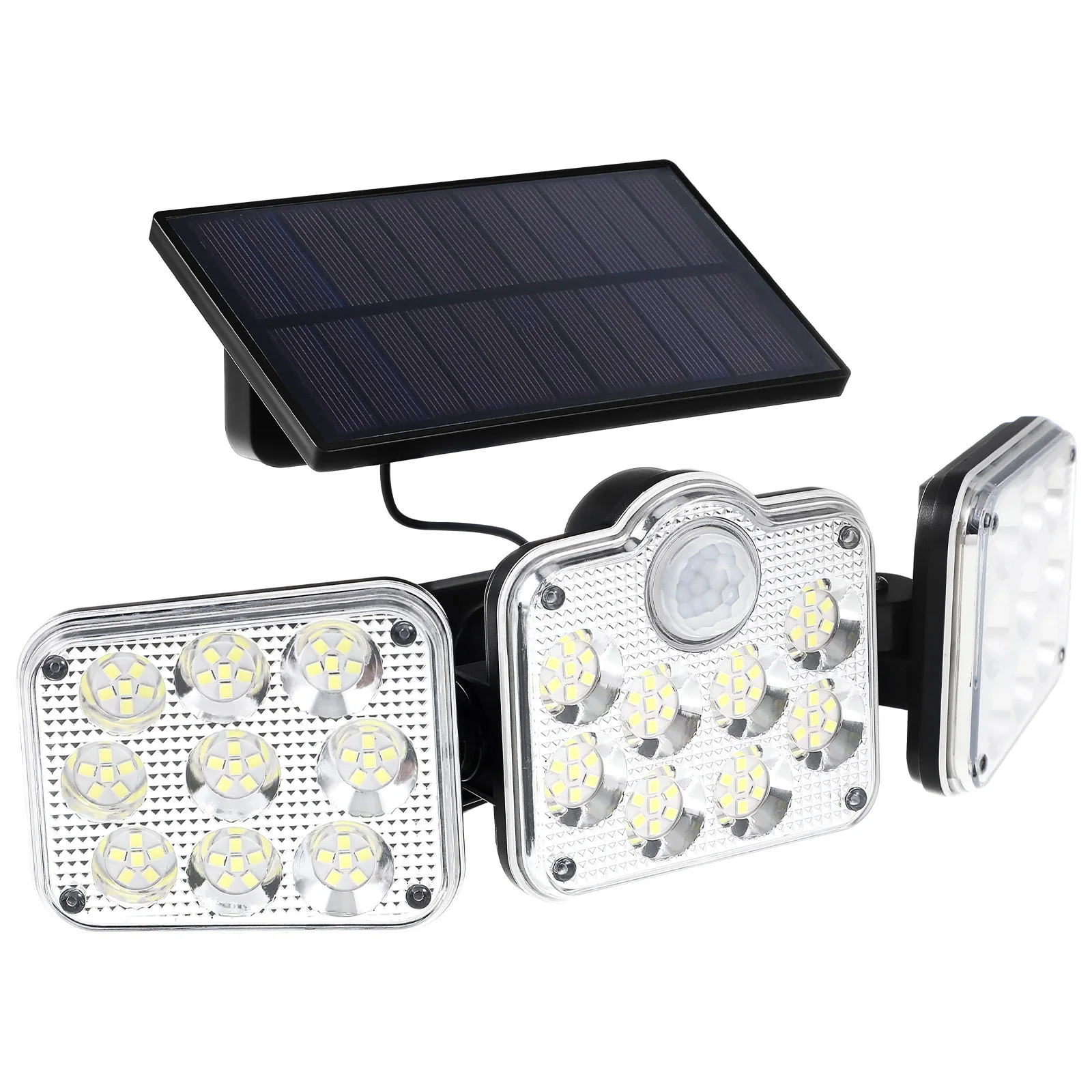 

164 LED Solar Motion Sensor Light Three-Head Split Outdoor Garden Street Yard Security Light Wide Angle Remote Control