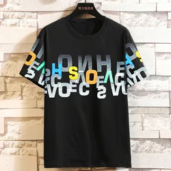 Plus Size Summer T-shirt Letter O Neck Short Sleeve Trendy Men's Casual Loose Short Sleeve 12xl 14xl 15XL 200kg t shirt men