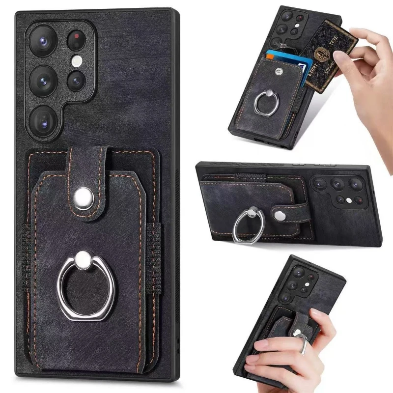 360° Rotation Ring Kickstand Leather Wallet Card Holder Car Magnetic Case For Samsung Galaxy S26 S25 S24 S23 S27 Ultra Plus A56