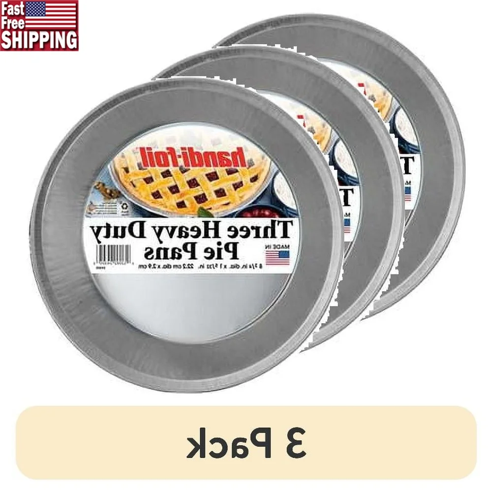 

3 Pack Heavy Duty Aluminum Pie Pans 875 Inch Disposable Bakeware Ideal Pies Tarts Quiches Easy Release Cleanup