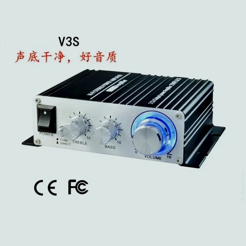 Amplificador pequeño V3 duradero, 12V2 0Hz-20KHz, tipo de interfaz RCA AUX