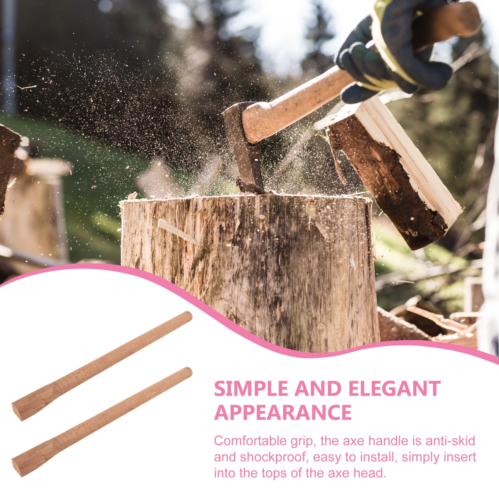 GANAZONO 2 قطعة 50 سنتيمتر الخشب الصلب قبعة خشبية مقبض استبدال لفأس تقطيع استخدام التخييم في الهواء الطلق #6