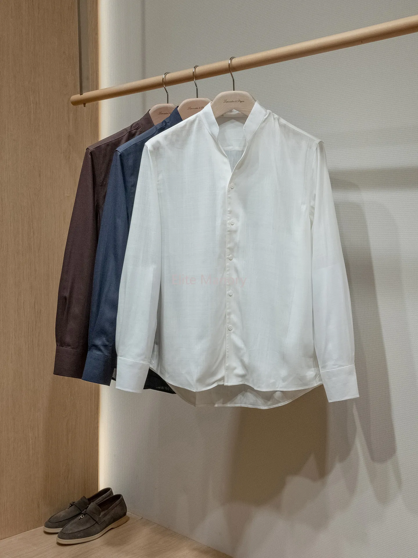 

[Old Money Wind] 100% cool, breathable and comfortable, men's small stand-up collar casual long-sleeved shirt