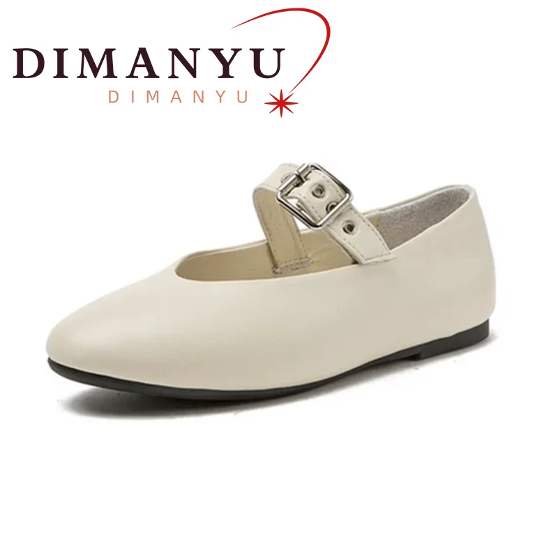 DIMANYU Ballet Women\'s Shoes Spring 2024 New Genuine Leather Women\'s Shoes Flat Top Large 41 42 43 Women\'s Mary Jane Shoes