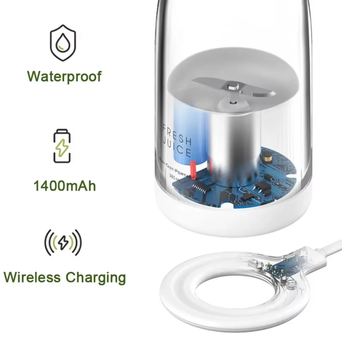 Портативная беспроводная соковыжималка, блендер, миксер для фруктов, соковыжималка для молочного коктейля, USB перезаряжаемая водонепроницаемая экстрактор для фруктов