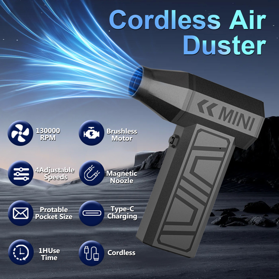 Type-C Charging Cleaning Blower Tool 4 Gears adjustable Portable Car Blowing Snow Turbo Jet Fan Electric Air Duster 130000RPM