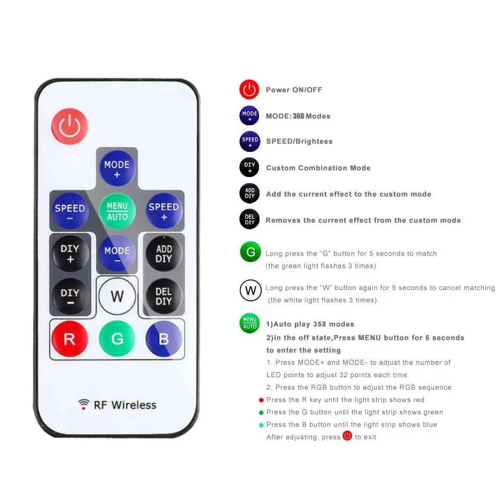 14-Key RGB Wireless Remote Control Mini RF LED Controller 14-Key Dc 5V -24V Sp103E WS2812 WS2811 Color For 5050 3528  LED Strip