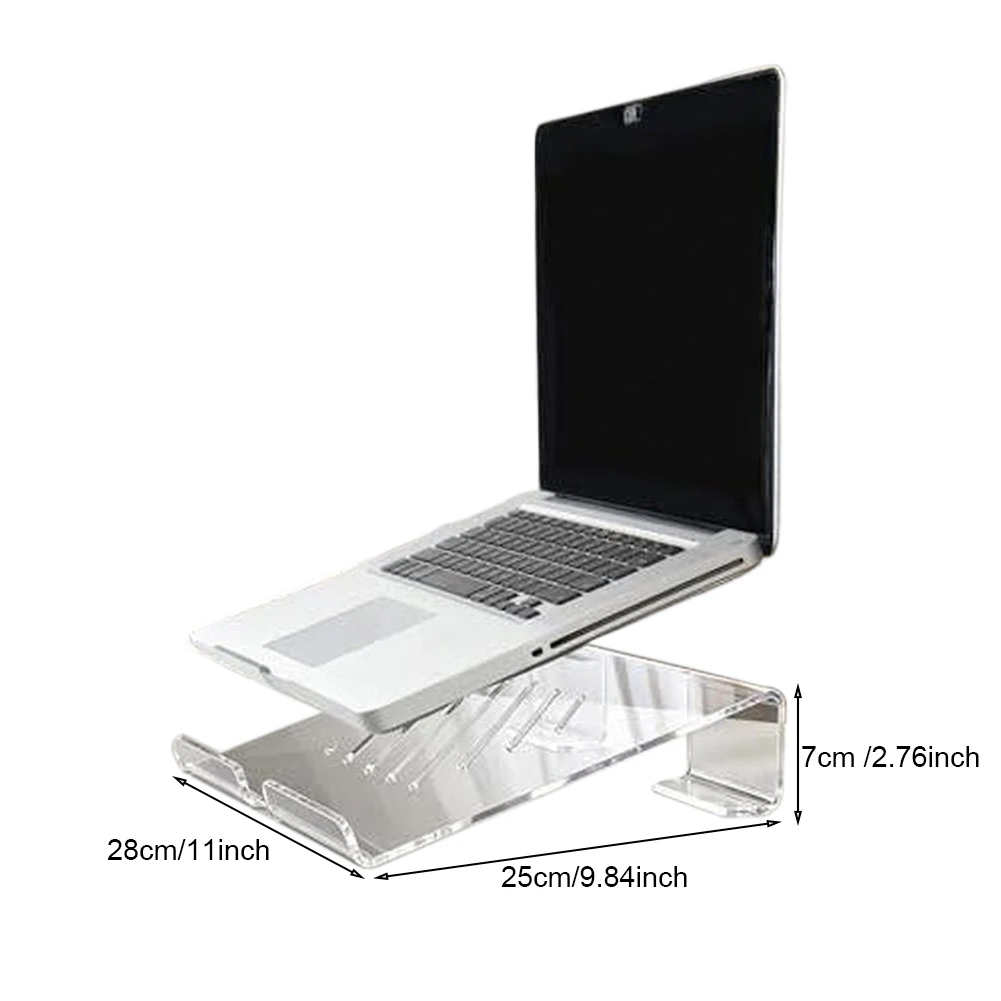 Clear for acrylic Laptop Stand 10 x 11 x 2.4 Inches - Ventilated for slim Riser for Better Airflow and Ergonomic Viewing Height