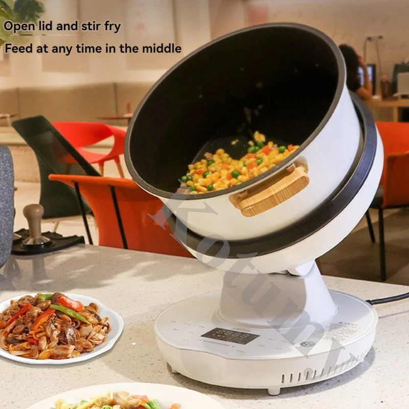 220V 110V Automatic Rotary Cooking Machine Multi-function Electric Stir Frying Machine Non-Stick Smart Stirring Wok Rice Cooker