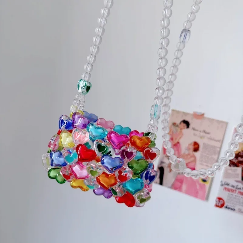

Fashion Transparent Crossbody Shoulder Bag Square/Heart Shape Mini Sweet Jelly Purse Zero Wallet Summer