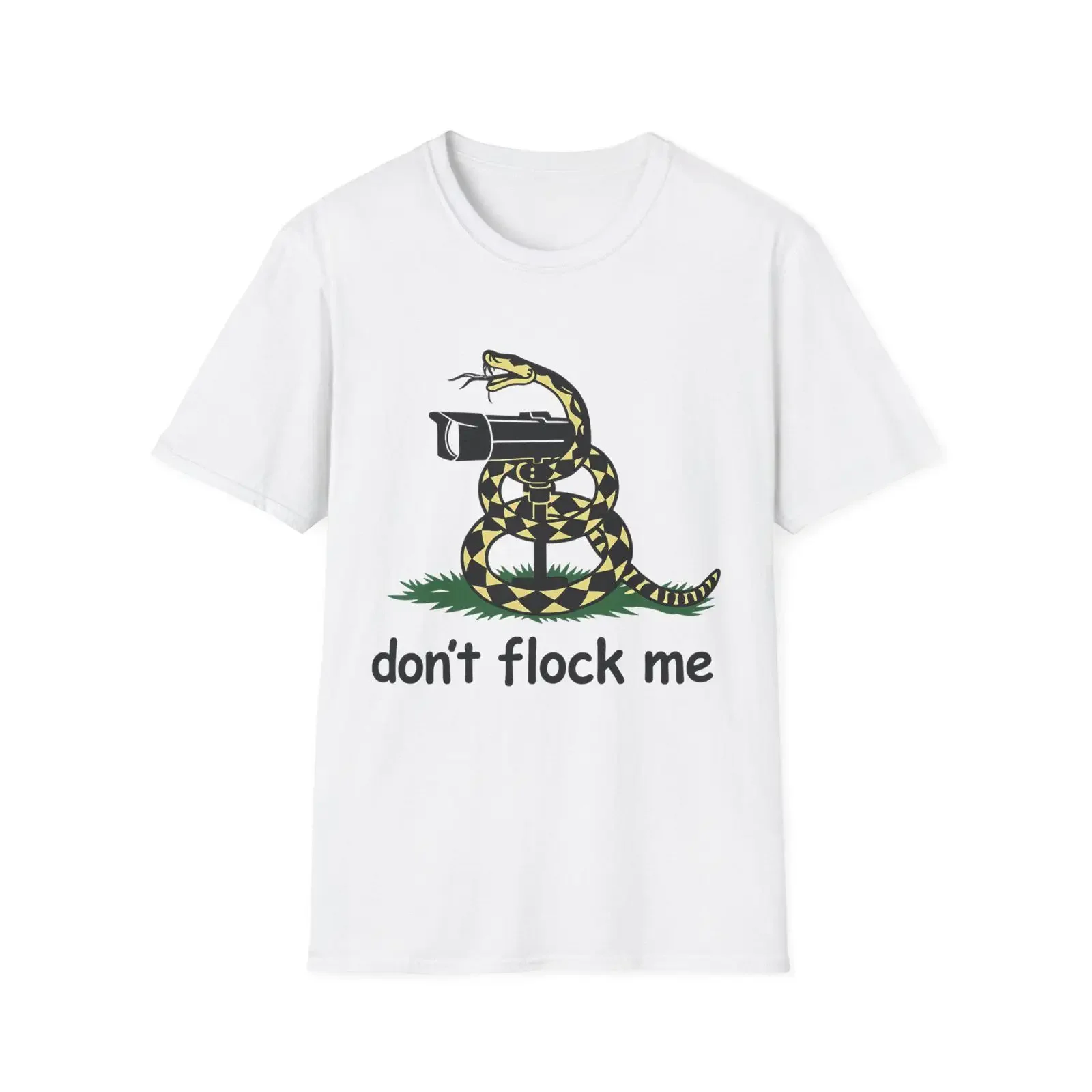 Don't Flock Me Gadsden Snake Anti Surveillance T Shirt Political Humor Freedom Patriot Casual vintage Washed Unisex streetwear