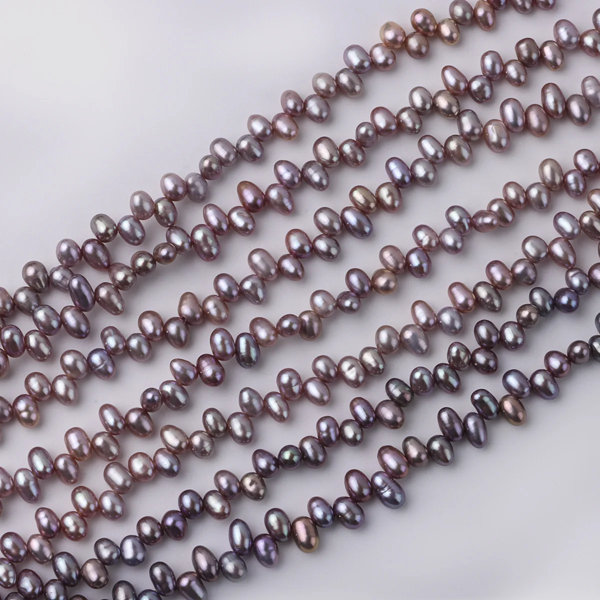 Aurora Colorful Demon Purple 3-4mm Two Eight Holes Rice Beads Natural Freshwater Seedless Pearls DIY Work in Progress Accessorie