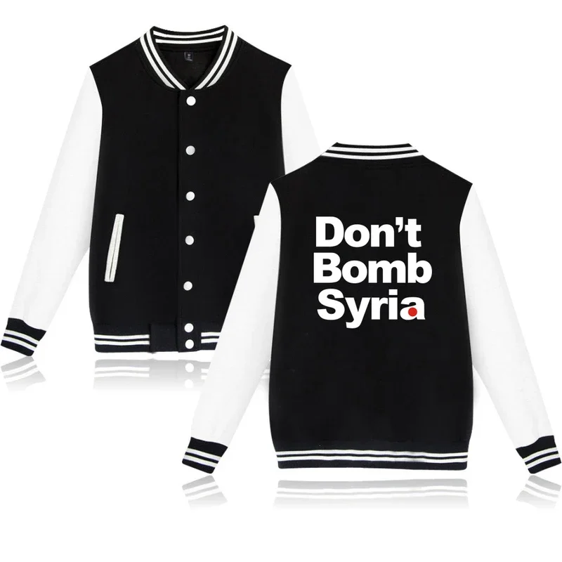 

latest Don't Bomb Syria Print fashion hip hop Baseball Jacket men women casual Long Sleeve Hoodies Jackets Sweatshirt coats tops