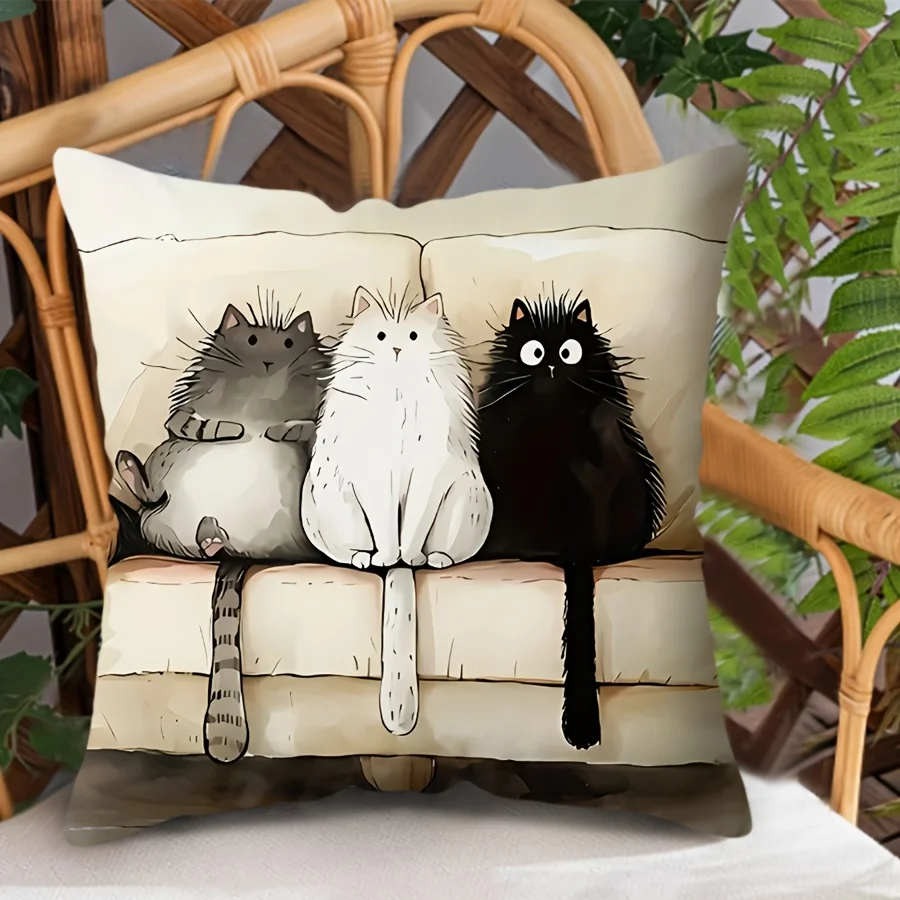 Chic Cartoon Katze Wurf Kissenbezüge Stuhl Wohnzimmer Kissenbezug Gemütliche Reißverschluss Sofa Kissenbezüge Schlafzimmer Indoor Home Decor