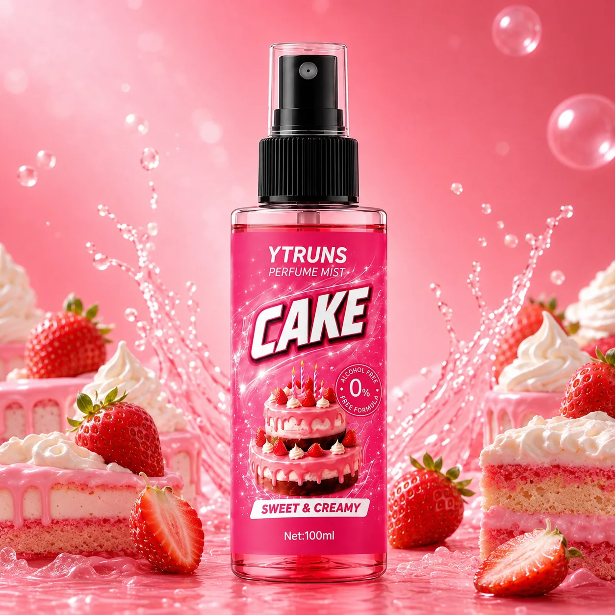 Strawberry Cake Perfume Spray, Dessert Fragrance, Long Lasting Light Scent for Daily Wear, Dates, Office, Parties and Travel