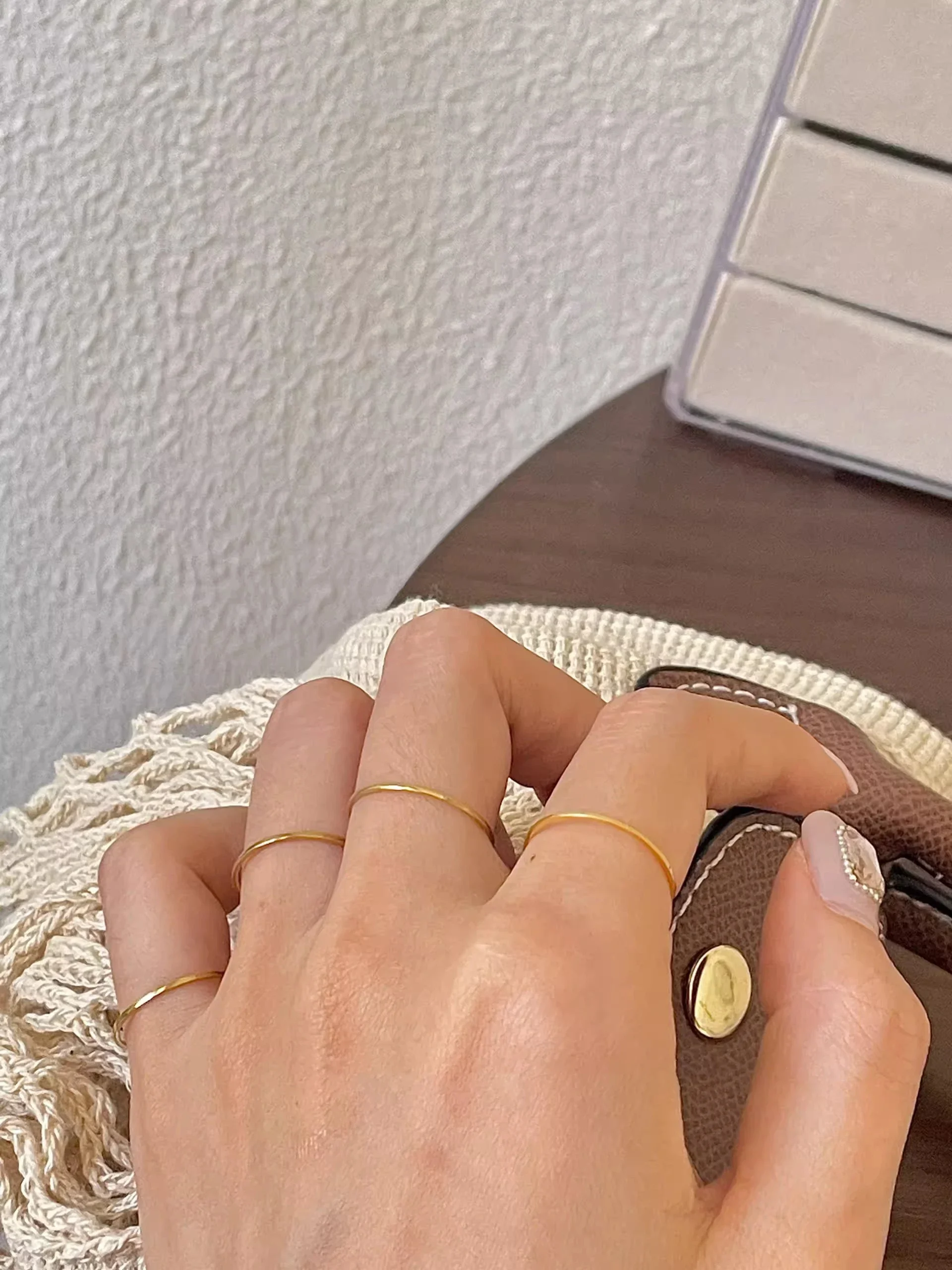 Peri'sbox 0.5mm Extremely Thin Stainless Steel Anti-Tarnish Rings for Women Fashion Simple 18K Pvd Gold Plated Ring Office Style