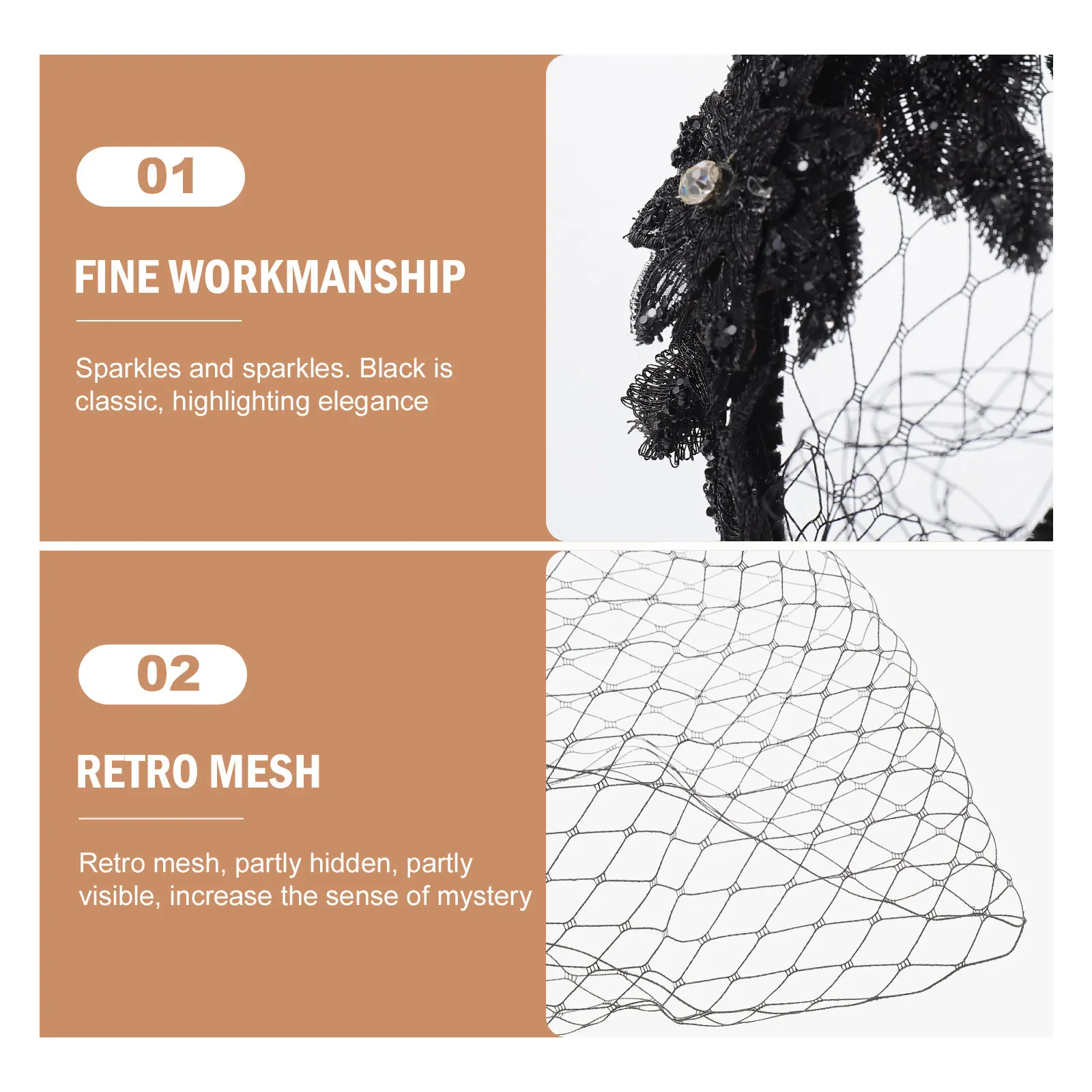 

Элегантная черная кружевная сетчатая повязка на голову с фатой, свадебный аксессуар для волос, женский праздничный головной убор, сетчатое украшение для волос