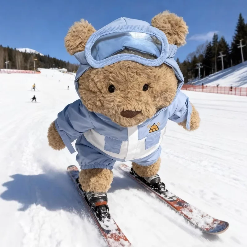 Disponibile 2025 Inverno Nuovo Jc Christmas Ski Series Tuta da sci Orso Abbigliamento da sci Peluche Bambola Kawaii Bambini Bambola Regali a sorpresa di Natale