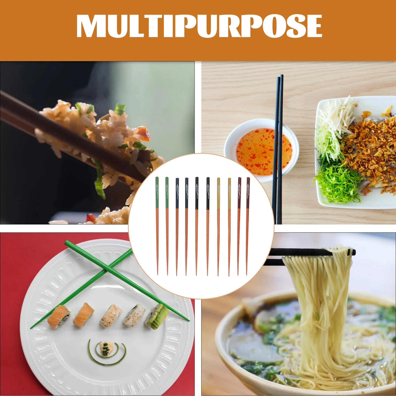 

5Pairs Sushi Wooden Chopsticks Japanese Style Reusable Natural Gift Set Eco Friendly Straight Design Chopsticks