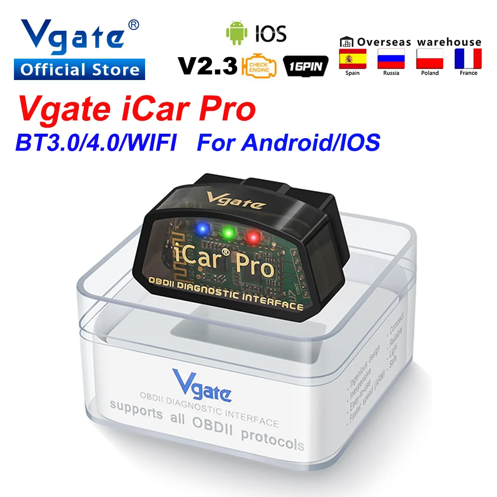 

elm327 WIFI Bluetooth 4.0 for Android/IOS Vgate iCar Pro OBD 2 OBD2 Car diagnostic Scanner Auto Scan Tool ODB2 PK ELM 327 V 1 5