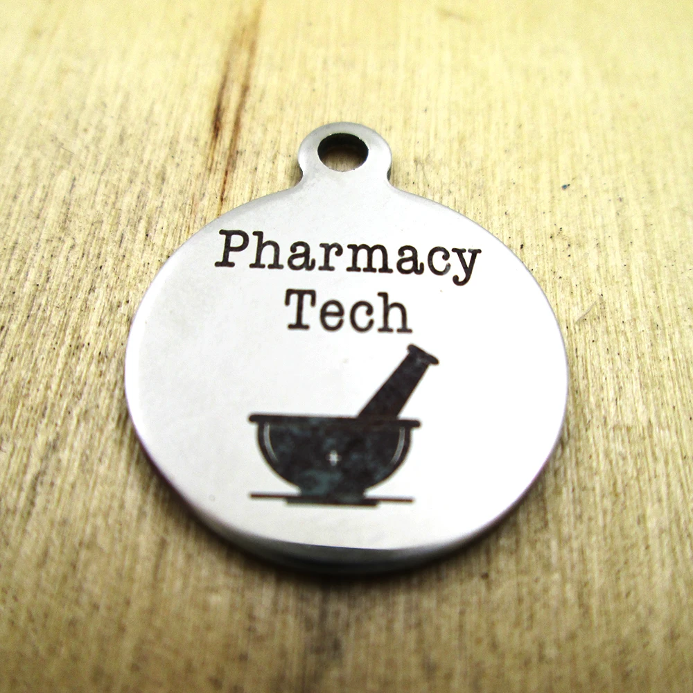 20pcs-pharmacy tech stainless steel charms - Laser Engraved - Customized - DIY Charms Pendants