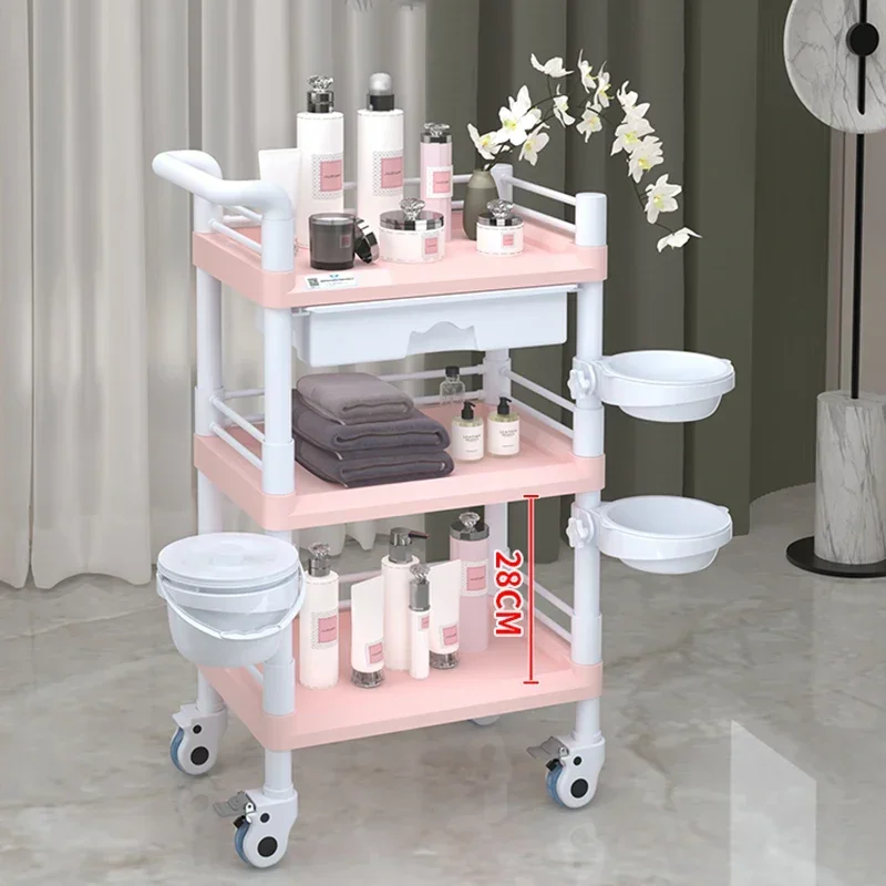 Professional Hairdressing Trolley Aesthetics Utility Storage Beauty Salon Trolley Wheel Carrello Attrezzi Salon Furniture MQ50TC