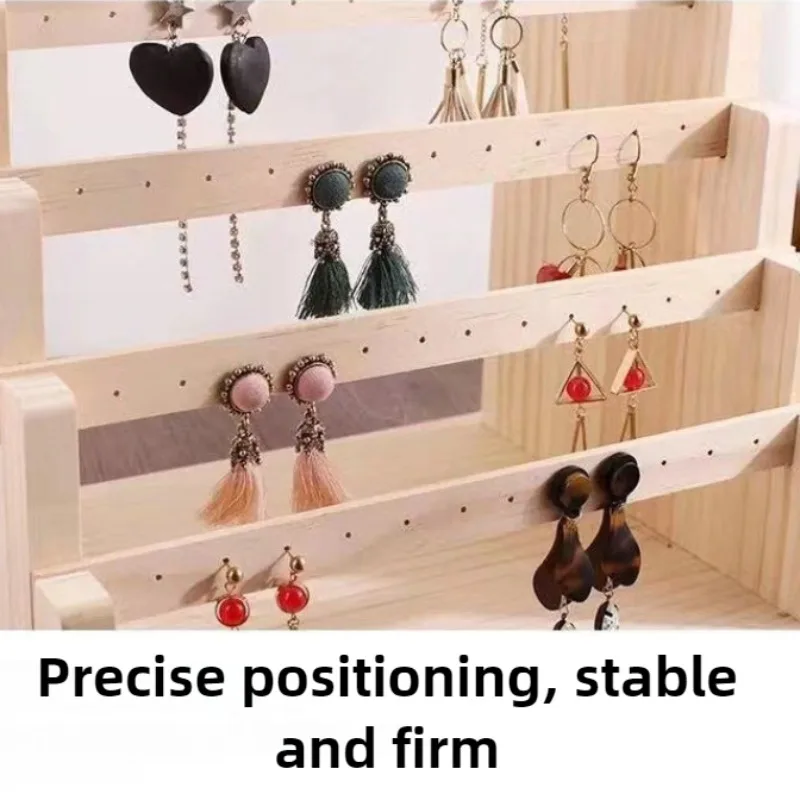 الصلبة الخشب مجوهرات رف شاشة متعدد الطبقات أقراط تظهر حامل تخزين المجوهرات الرف سعة كبيرة ياردروب حامل مُنظِم #4