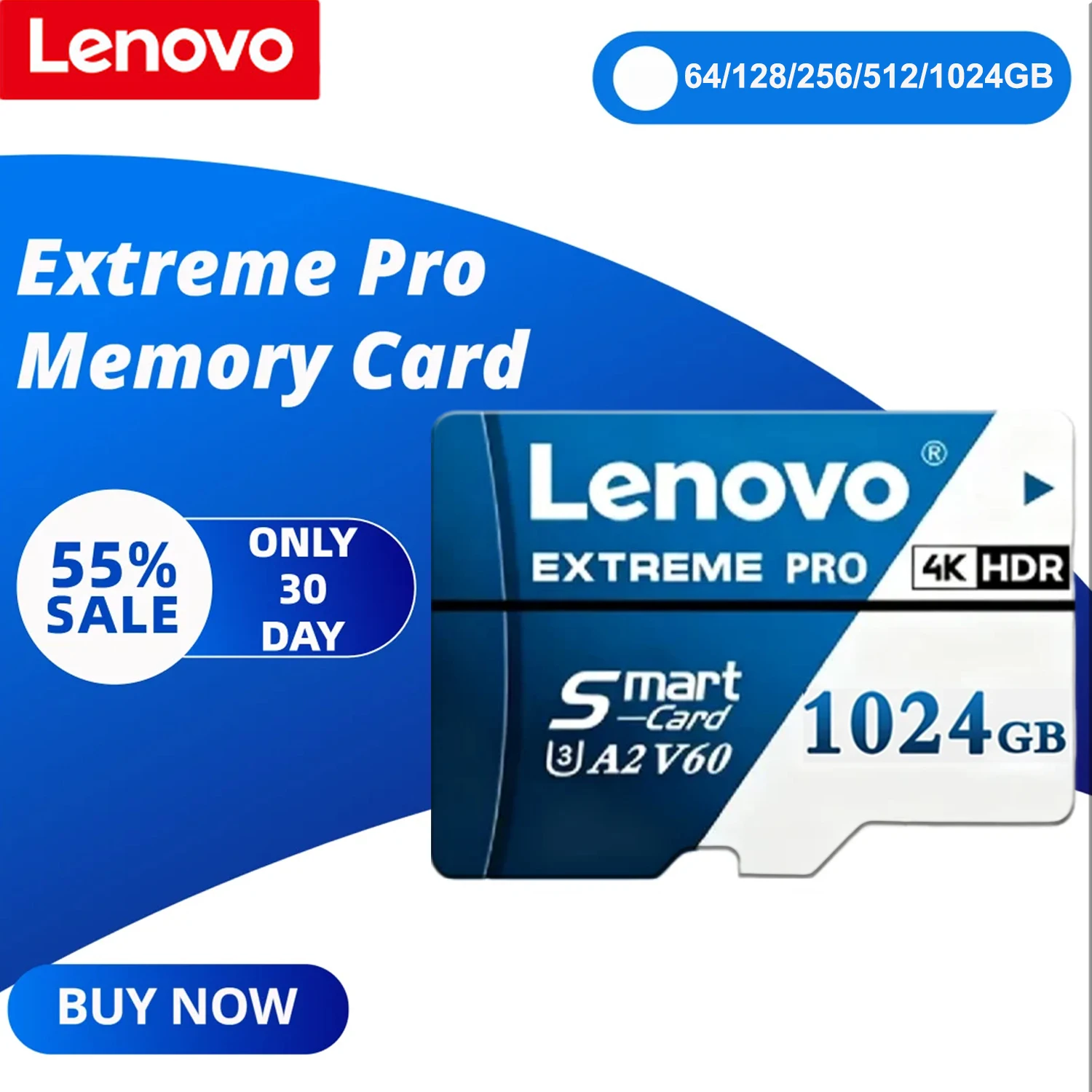 NOVO 2026 Cartão de Memória Lenovo 128GB 256GB 512GB Extreme Pro Micro SD Classe 10 U3 V60 Cartão Flash de Alta Velocidade para Nintendo Switch