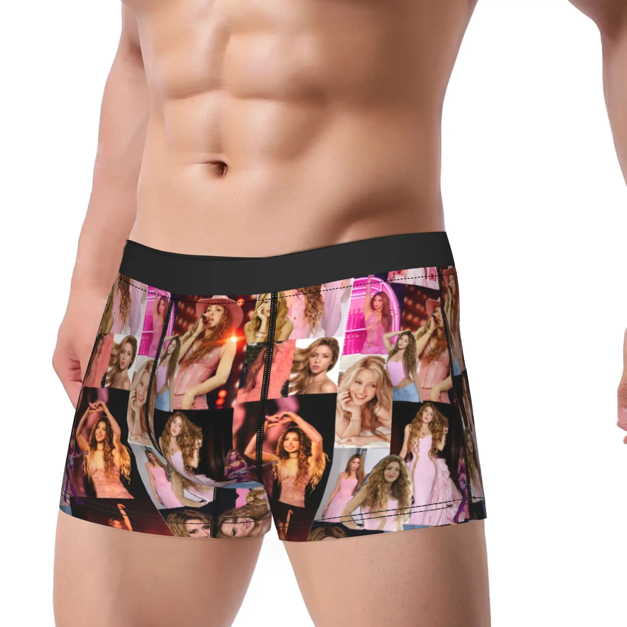 Man Shakira Colombian Singer Underwear  Fashion Boxer Briefs Shorts Panties Male Breathable Underpants Plus Size