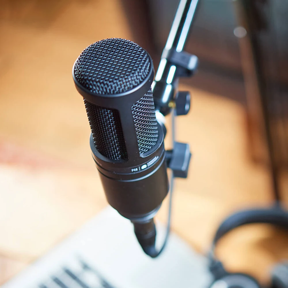 Professional AT2020 Cardioid Condenser large-diaphragm Microphone Ideal for Home Studios Podcasting Offering Superior Sound