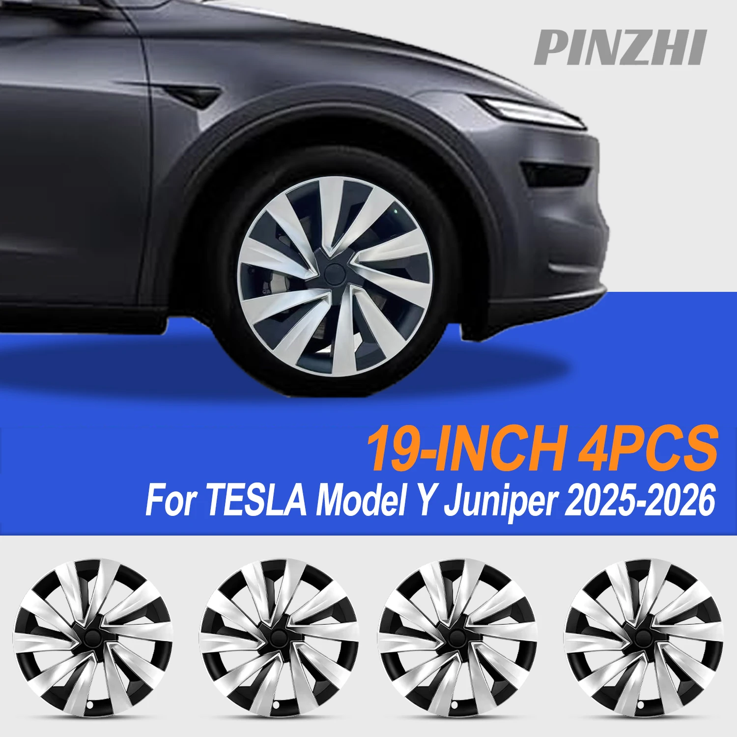 4PCS Für Modell Y 2025 Juniper 19 zoll Turbine Stil Radkappe für Tesla Felge Abdeckung Zubehör Rad Kappe Automobil rad Kappe