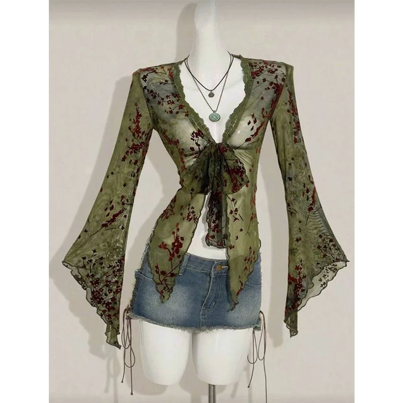 MEXZT Vintage Floral Mesh Shir - đánh giá và giá Sewing V