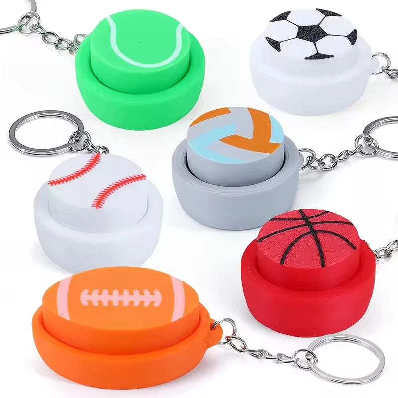 Ball Keyboard Keychain Fidget Toys Push Bubble Stress Relief Sensory Toys Basketball Football Keyboard Clicker For Kids Adults