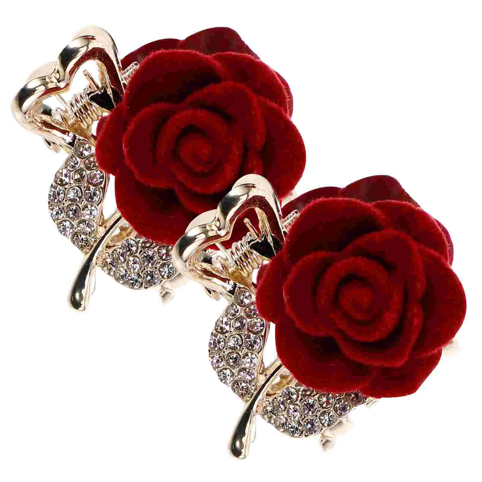 2 stuks haarspeld roos bloem haai clip clips klauw imitatie strass zinklegering voor