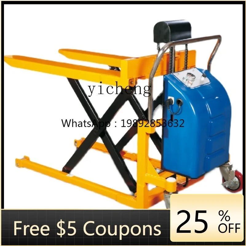 JX high lift truck Scissor fork type high lift manual hydraulic forklift 1 ton lifting operation assembly trolley