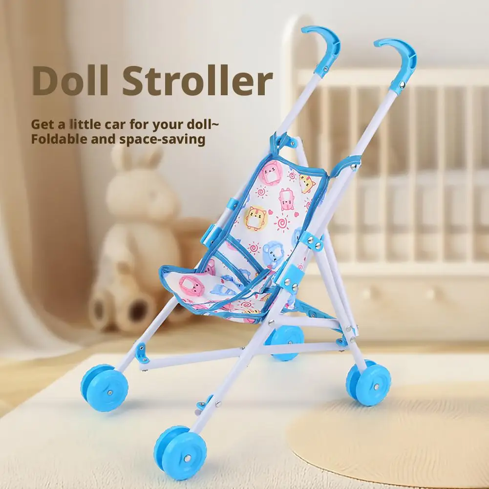 New Trendy Interactive Dolls Pram Plastic Play Toys Doll Handcart Stable Doll Stroller for Boys Girls Babies Doll Accessories