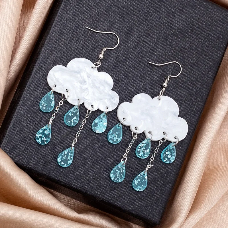 New Cloud and Raindrop Pendant Earrings Fresh and Sweet Personalized Countryside Style Fashion Girl Festival Party Accessories