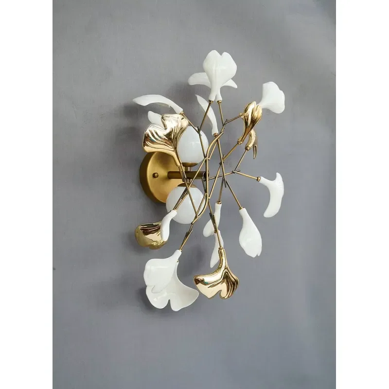 Modern Creative Ceramic Flower Wall Lamp Artistic Home Decor Light Fixture for Living Room Bedroom Cafe Hotel Villa Interior