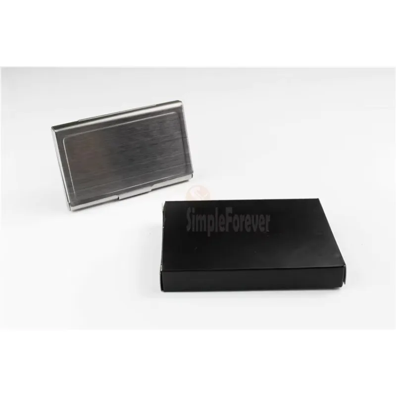 Blank DIY Stainless Steel Metal Business Name Credit ID Card Pocket Case Box Keeper Holder 100PCS