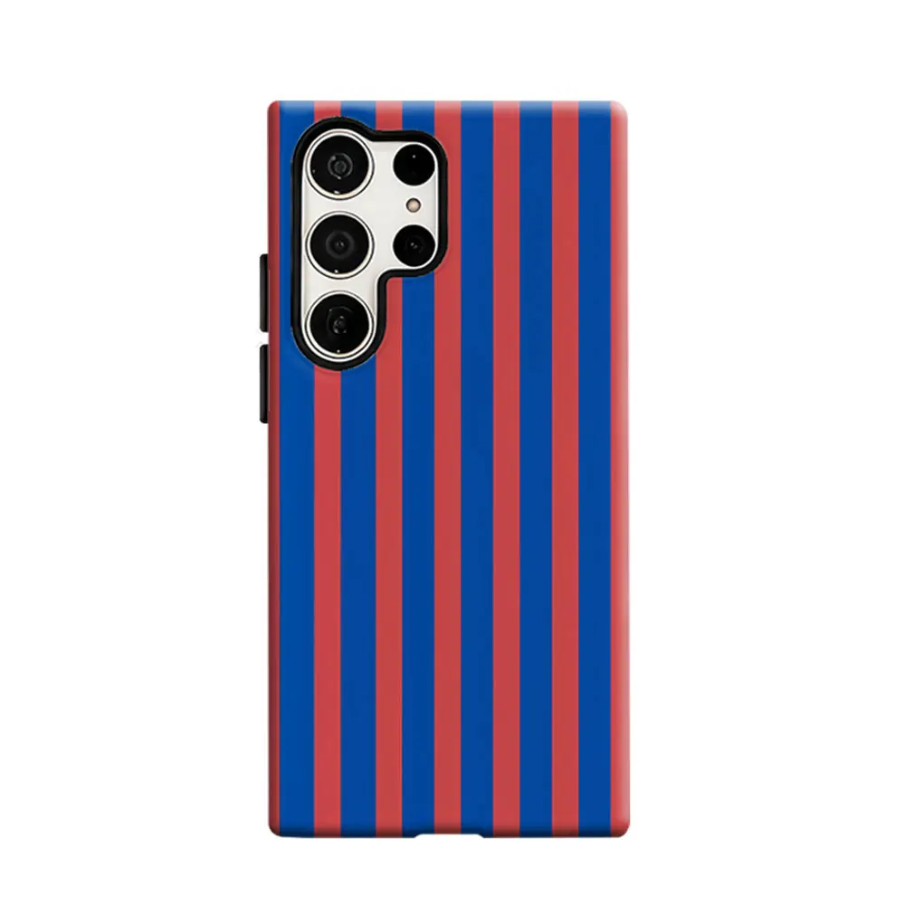 CaseLumi Phone Case For Samsung Galaxy S25 S24 S23 Ultra Plus HD Hard Red & Blue Bold Stripes Double Layer Cover Film Shell